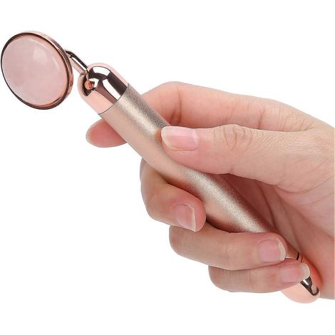 Elektrischer Quarz-Gesichtsmassager, Magnet-Vibrations-Gesichtsmassager, Rosenquarz-Gesichtsroller zur Faltenreduzierung und Anti-Aging, Gesichtsmassagegerät (1/5)