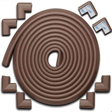 Protection des Bords et Coins de Meubles- Kit de Sécurité avec 8 Angles et Rebord de 6m en Mousse pour Table et Plus - Marron