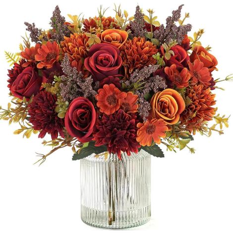 Lot de fleurs artificielles – Hortensia et rose réalistes pour mariage, table et décoration de maison (1/5)