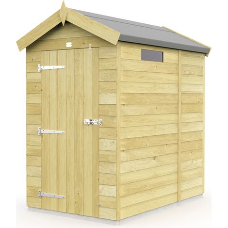 4 x 5 Feet Apex Security Shed - Single Door - Wood - L158 x W118 x H217 cm