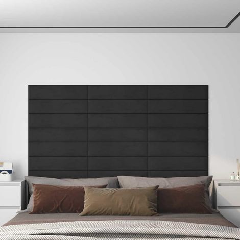 Wandkopfteilen 12 pcs Schwarz 60 x 15 cm Samt
