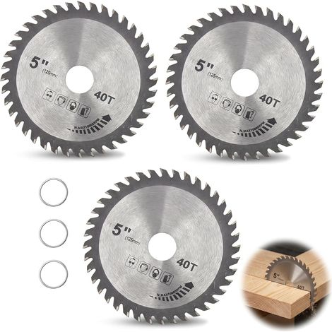 3 Circular Saw Blades 125 x 22.5 mm 40 Teeth Alloy Steel (1/5)