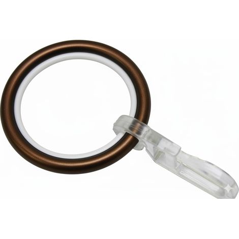 Anneau pour Tringle à Rideau de 20 mm de Diamètre, Insert Coulissant et Crochet Pliant Inclus, 6 Pièces, Largeur 4 mm, Métal, Bronze