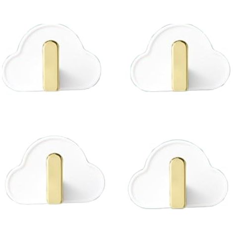 4er-Pack Wandhaken in Wolkenform, selbstklebende Wolkenhaken für Kinder, Handtuchhaken, weiß, ohne Bohren, geeignet für Handtücher, Rucksäcke, Hüte, Kleidung (1/5)