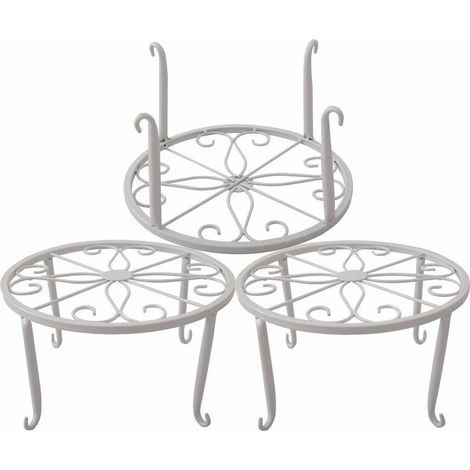 Support de pot de chambre en métal sur pied, en fer, lot de 3 (blanc) (1/5)