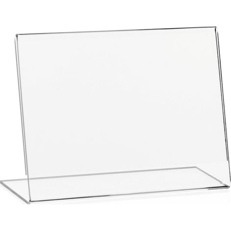 10x VITAdisplays Espositori pubblicitari DIN A6, supporto a L, formato orizzontale, vetro acrilico, trasparente in PLEXIGLAS originale (confezione da 10) (1/2)