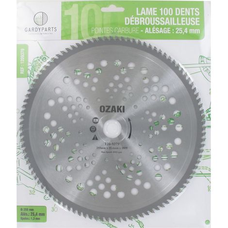 Lame De Débroussailleuse 100 Dents Carbure ø: 255 X 25.4 X 1,3mm, Avec Couteaux Affutés Sur 3 Côtés Et Alternés Droite/gauche. P (1/2)