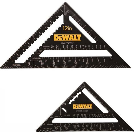 Dewalt 12 + 7 Inch Roofers Rafter Layout Squares DHT046032 DWHT46032-0 DHT046031 (1/3)