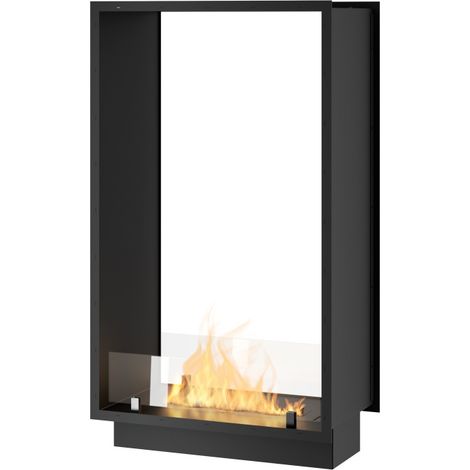 Caminetto a Bioetanolo 2Side 1000 Slim Vert da Incasso con due facciate - Nero Opaco, con Vetro, Bruciatore 1L, Design Moderno (1/5)