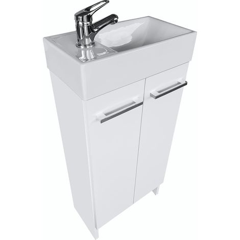 Washbasin with vanity unit 81 cm x 40 cm x 22 cm, guest sink with vanity unit – small cabinet 40 cm, bathroom cabinet (graphite) (1/5)