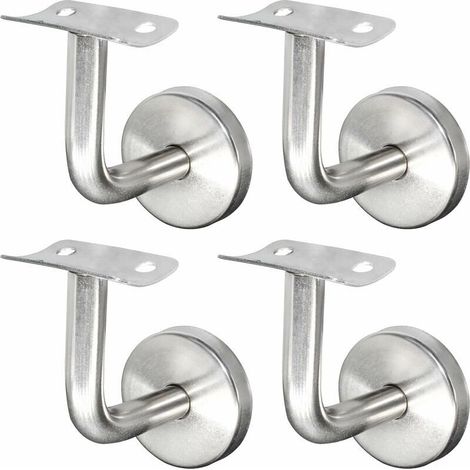 Support Main Courante Inox 304 pour Rampe Escalier Support Mural Rampe Bois Argent - (4 Pièces) (1/5)