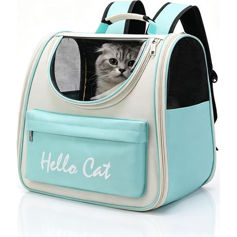Sac à Dos de Transport pour Chien Chat,Respirant Sac De Transport pour Chien, Sac Transport Chat, Sac Transport Chien, Spacieux Sac Voyage Chiens Chat Laisse et Tapis Intégrés (Vert) (1/5)