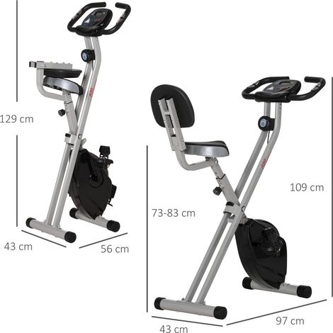Cyclette pieghevole 43x97x109 cm in acciaio nero-grigio, 8 livelli – MEUBLIV (1/5)