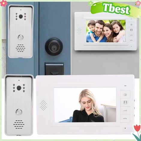 Tbest Système d'interphone vidéo intelligent Vidéo Intelligent à écran De 7 Pouces Pour informatique Prise UE argentée (1/5)