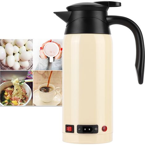 Bouilloire électrique portable haute capacité 800 ml avec allume-cigare pour voiture 12V/24V (beige) (1/5)