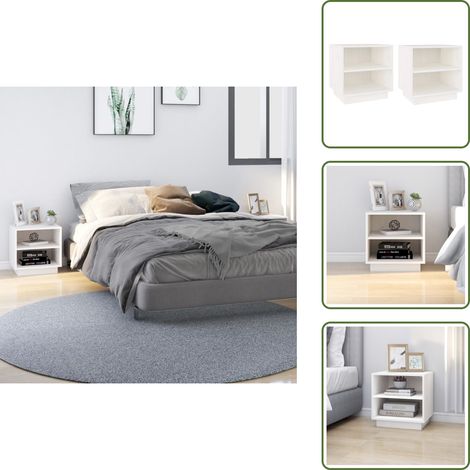 Tables de chevet 2 pcs Blanc 40x34x40 cm Bois de pin solide - Table De Chevet - Meuble De Chambre - Table Nuit - Armoire De Chevet - Rangement