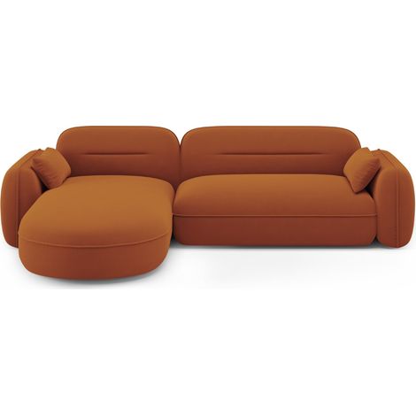 Canapé d'angle gauche modulable 4 places en velours terracotta (1/5)