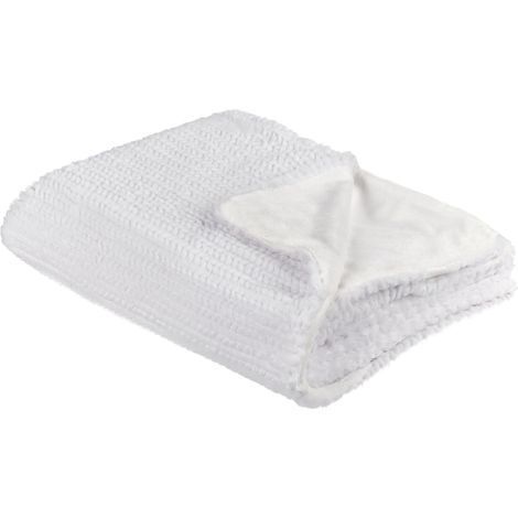 Plaid Blanc 150 x 200 cm Couvre-Lit Très Doux Haute Qualité pour Chambre Cosy Bjas (1/5)