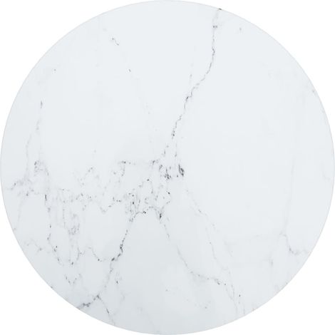 Dessus de table Blanc Ø40x0,8cm Verre trempé avec design marbre (1/4)