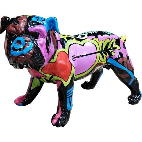 Sculpture Chien en résine peinture multicolore H 26 cm - DOGGY CARL (1/5)