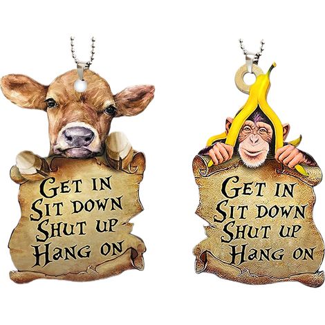 Ornement décoratif à suspendre pour rétroviseur de voiture, motif animal de ferme amusant, pendentif double face en acrylique, accessoire de décoration intérieure automobile