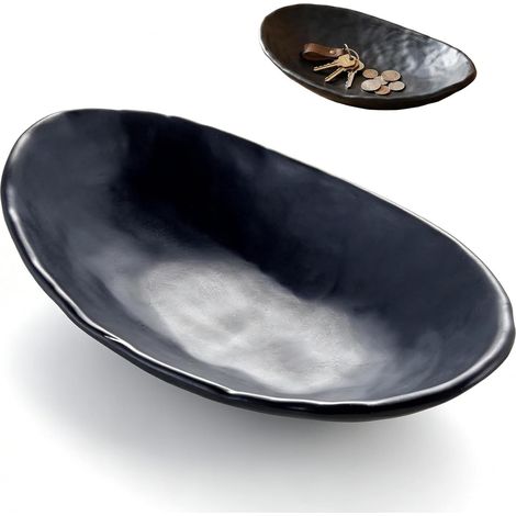 Plateau ovale à clés JeiibrZui - 20 x 13,5 cm - 1 pièce - Noir mat - Organisateur pour entrée et salon (1/5)