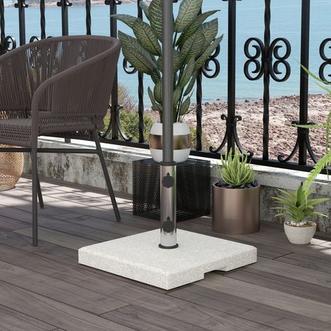 Base parasol jardin 25kg poteaux Ø32/38/48mm granit acier inox 38x38x38cm, gris (1/4)