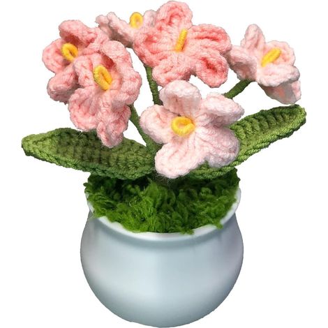 Häkelblume, Mini-Kunstblumen, gestrickt, Plüsch, niedlich, kleine Topfpflanzen, handgefertigt, Zimmer, Büro, Dekoration, Abschlussgeschenk (Vergissmeinnicht)