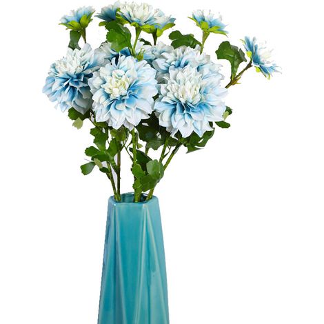 Fleur De Dahlia Artificielle - Bouquet Simulation 2 Têtes - Décoration Vase Maison Bureau - Lot De 1 (1/4)