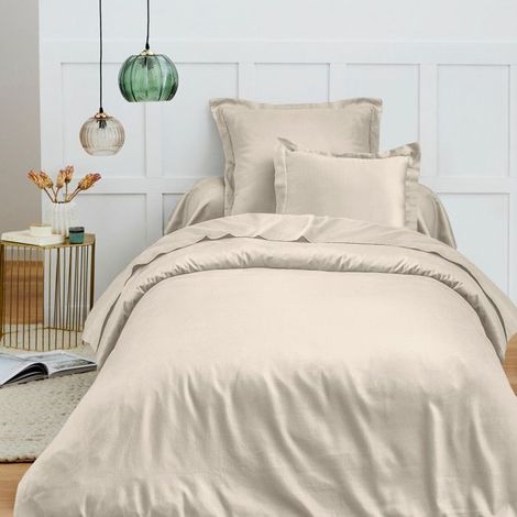 Housse de couette 140 x 200 cm "Prémium" pour lit 1 place - Prémium Sable (1/3)