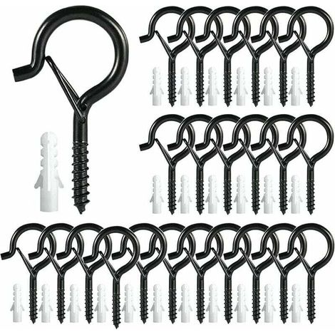 Crochets à visser 25 pièces – Acier antirouille 55 x 25 mm – Avec tubes d'expansion pour installation facile – Pour suspension plantes et luminaires