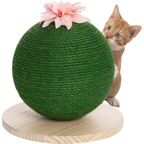 Tiragraffi Graffiatoio Forma Palla Sfera per Gatti Animali Felini Verde Fiore (1/5)