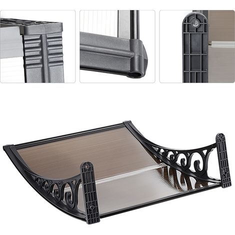 Sifree – Auvent de porte d’entrée 100x100cm – Marquise en polycarbonate – Résistant aux UV et à la pluie – Installation rapide sur murs en béton (1/5)