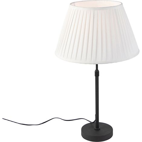 Table Lamp Black with Pleated Lampshade Cream 35 cm Adjustable - Parte