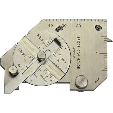 Calibre de leva de puente para control de desalineación vertical, medición de profundidad de socavado/puntada, longitud de soldadura de esquina, preparación de ranuras y espesor de esquina. (1/5)