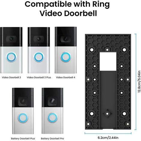 Lot de 2 supports de sonnette adhésifs sans perçage compatibles avec Ring Video Doorbell 4/Battery Doorbell Plus/Pro, accessoires de montage de porte pour appartements, bureaux, maisons