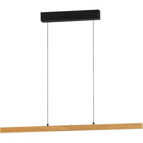Suspension LED dimmable CCT bois et métal noir sable 3400 lm - FH Lighting - SHINE-WOOD (1/4)