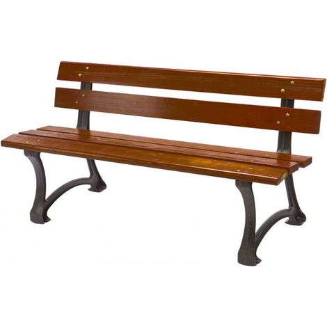 Dema – Banc de jardin en bois massif Fir Wood – Assise ergonomique 150x40cm – Charge max 350kg – Cadre en fonte noir mat