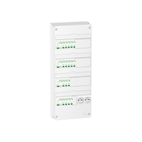 Schneider - Tableau u00e9lectrique pru00e9-u00e9quipu00e9 et pru00e9-cu00e2blu00e9 pour T4/5 - Ru00e9si9 - 13 modules - 4 Rangu00e9es - XE - Ru00e9f : SCHT4R4ID (1/5)