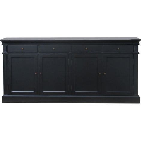 Amaretta Sideboard mit 4 Türen und 4 Schubladen Breite 186 cm, Höhe 86 cm antik schwarz.