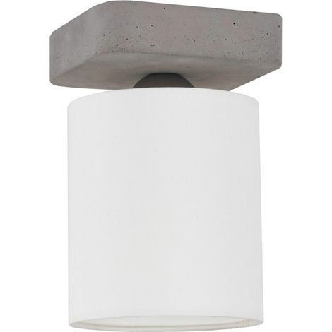 Plafonnier en Béton Gris Abat jours Blanc Cylindrique  1 Tête GREAT (1/2)