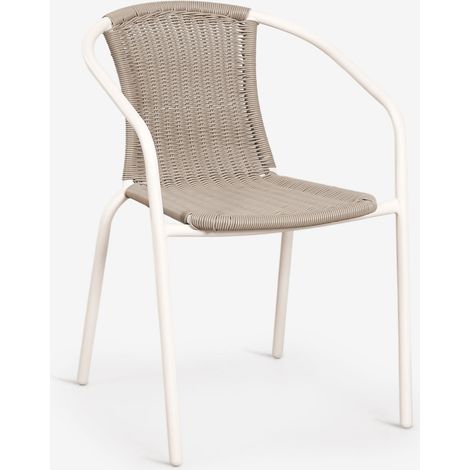 Set di 4 sedie da pranzo impilabili con braccioli in acciaio e rattan sintetico Kalymana SKLUM            