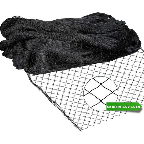 Red para pájaros, 7,5 m x 15 m. Red de protección para pájaros, red para árboles frutales, red negra para pájaros. Protege árboles frutales y hortalizas de daños. (1/5)