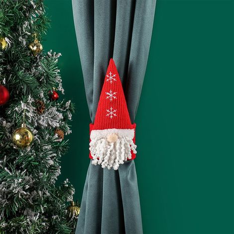 Attache De Rideau De Noël - Nain Sans Visage En Tissu - Pour Chambre Salon Restaurant Hôtel - 36 Cm - Rouge - 1 Pièce (1/5)