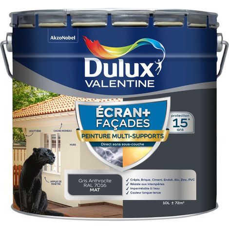 Peinture Ecran+ Multi-Supports Façade - protection 15 ans sur 15 matériaux - Mat Gris Anthracite 10 L