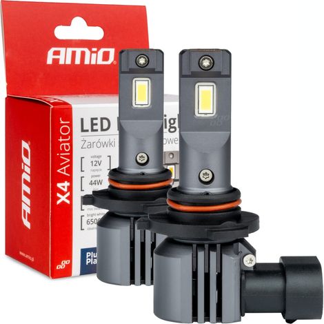 Bombillas LED para coche X4 Aviator Series HB3 9005 HIR1 9011 H10 6500K Canbus amio-03766 (1/5)