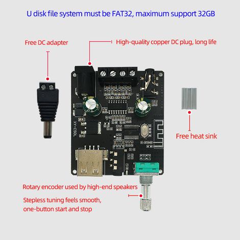 Amplificateur de puissance numérique Audio sans fil 50Wx2 BT 5.0, réglage infini, carte stéréo, amplificateur double canal C50L (1/5)