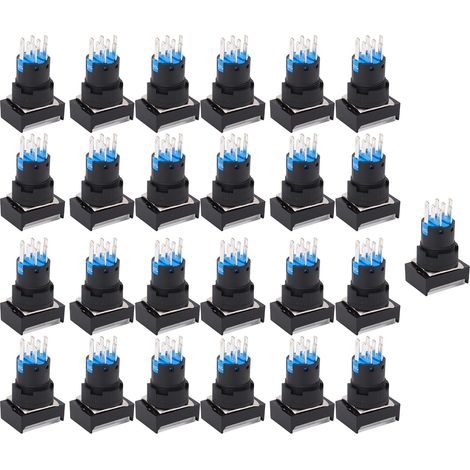 Bouton poussoir industriel 25 pièces, interrupteur à verrouillage automatique avec voyant lumineux, 220V AC, pour machines-outils et équipements électriques (1/5)