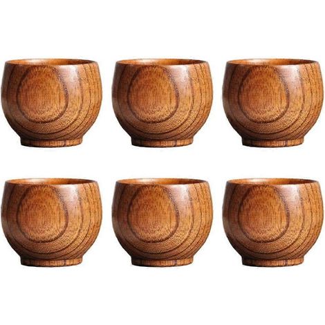 Ensemble de 6 gobelets en bois pratiques et esthétiques pour le bureau (1/4)