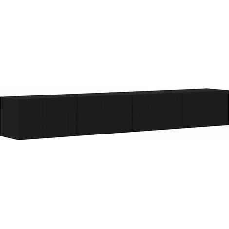 vidaXL Mueble de TV Montado en la Pared 2 pcs Negro 98 x 31 x 29,5 cm (1/5)